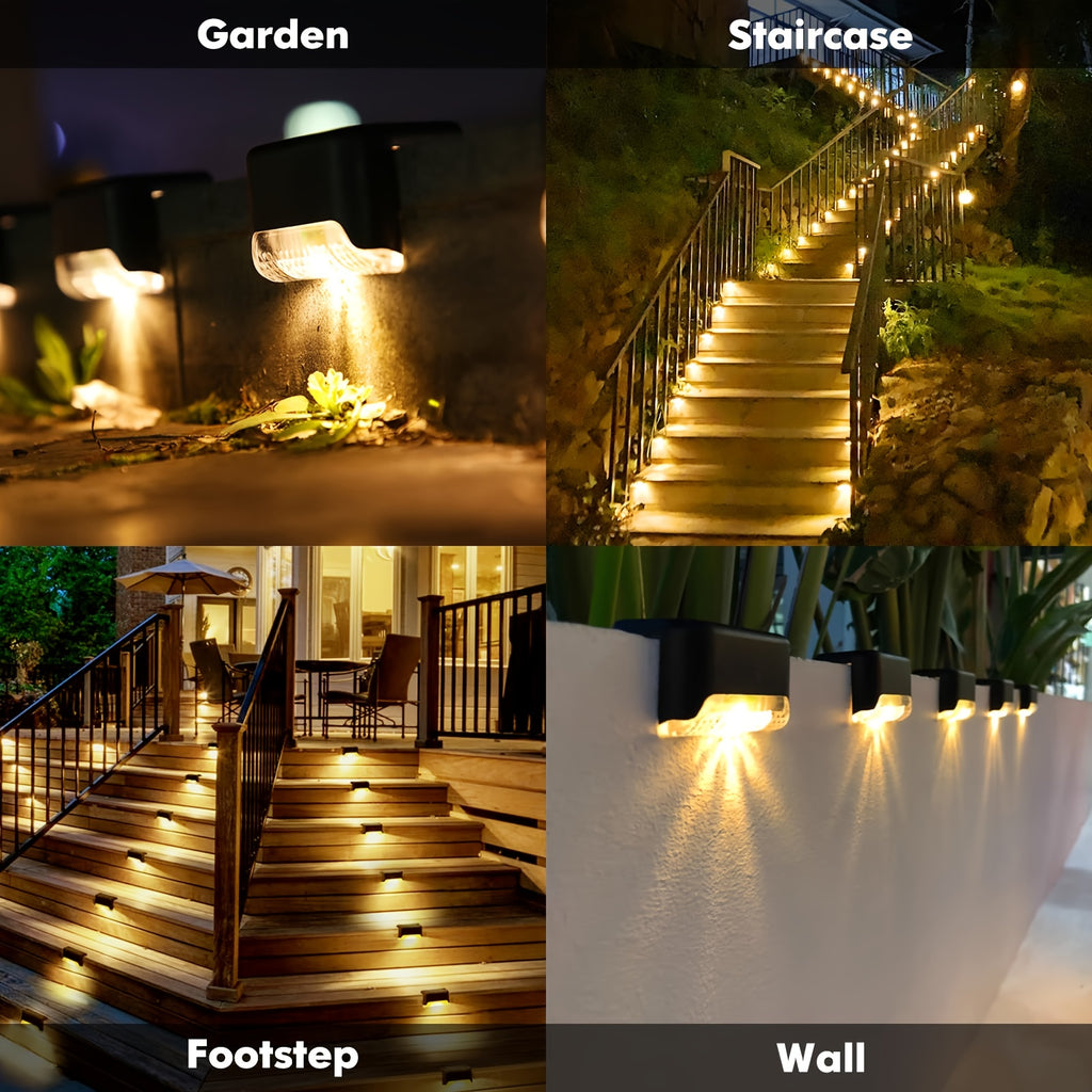 16 Pack Solar LED Outdoor Deck Light - Black Modern Design with Solar Panel, IP44 Waterproof, Suitable for Stairs, Fences, Patios and Walkways - Outdoor Lighting for Gardens and Sidewalks | Decorative Path Light | Christmas Holiday