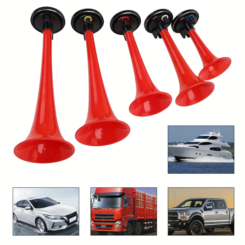 ALLREY Musical Horn Plays Dixie LACUKARACHA Tune 5 Trumpet Musical Air Horn with Compressor Plays 6 Trumpet Godfather Tune Red 12V Fits Train Truck Car Boat RV UTV Motorcycle