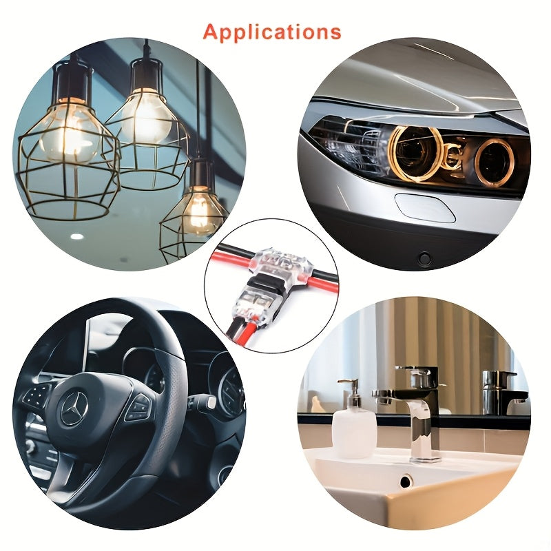 10-PCS Snap-In T2 Wire Connectors, Non-Peeling Quick Terminal Splice Connector, Auto Plug Electrical Accessories