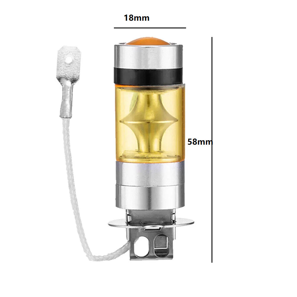 LED Headlight Fog Light Driving Light Bulb Set 4300K Yellow 100W, for Daytime Running Light Fog Light Bulb Replacement 2X H3 Super Bright, No Battery Included