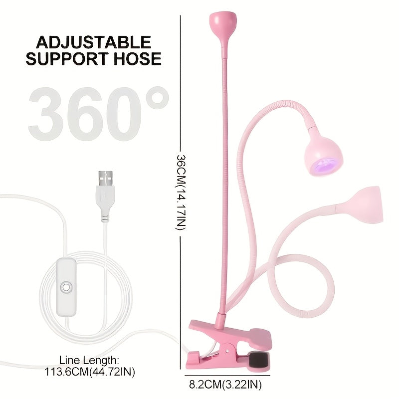 LED light clip-on flexible metal tube USB mini gel lamp desktop nail dryer for DIY manicure, suitable for indoor bedroom home decor living room, perfect Christmas/Valentine‘s Day/birthday gift, nail lamp, desktop nail lamp