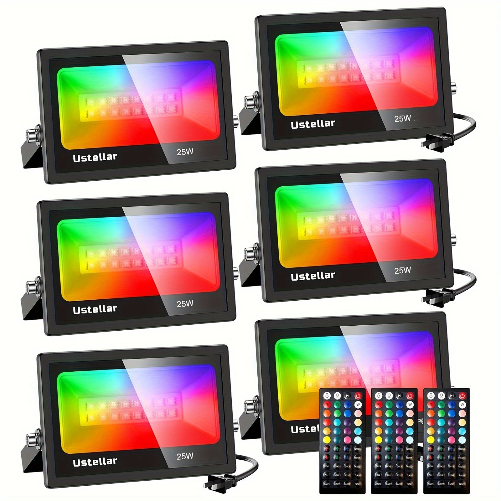 25W RGB Color Changing LED Flood Light, Indoor Outdoor, Halloween Party, Outdoor Landscape, Lighting, Light Pole, Wall Light, LED Stage Light, 1/2/4/6-Pack