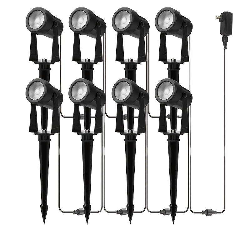 Outdoor landscape lighting low voltage LED spotlight, available in 4, 6, 8 or 10-pack, with transformer, exquisite design, warm white light color temperature 2700K, very suitable for courtyards, gardens and lawns