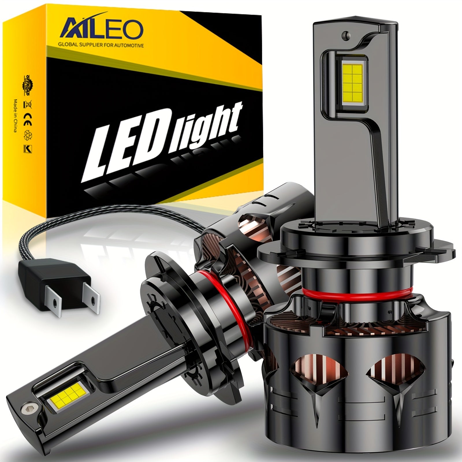 AILEO 2-Pack H7 LED Car Headlight Bulbs 20000LM 100W High-Power Turbo Fan LED Bulbs CSP Chip Auto Light, No Battery Included
