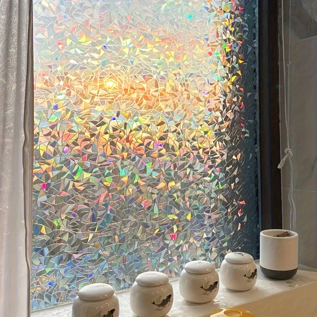 一卷3D仿彩绘玻璃窗贴，半透明防窥单向透视窗膜，适用于家庭、办公室、阳台、卫生间等场所的窗户隐私保护膜