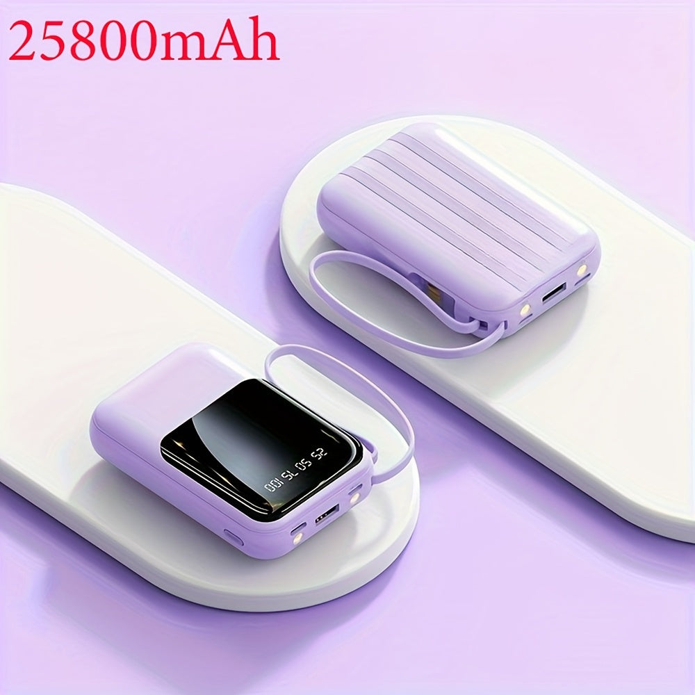 1個，25800/60000mAh大容量移動電源，內建4條線，適用於多種裝置，強力應急LED燈，智慧LED顯示屏，可同時為5臺裝置充電，適合旅行和露營