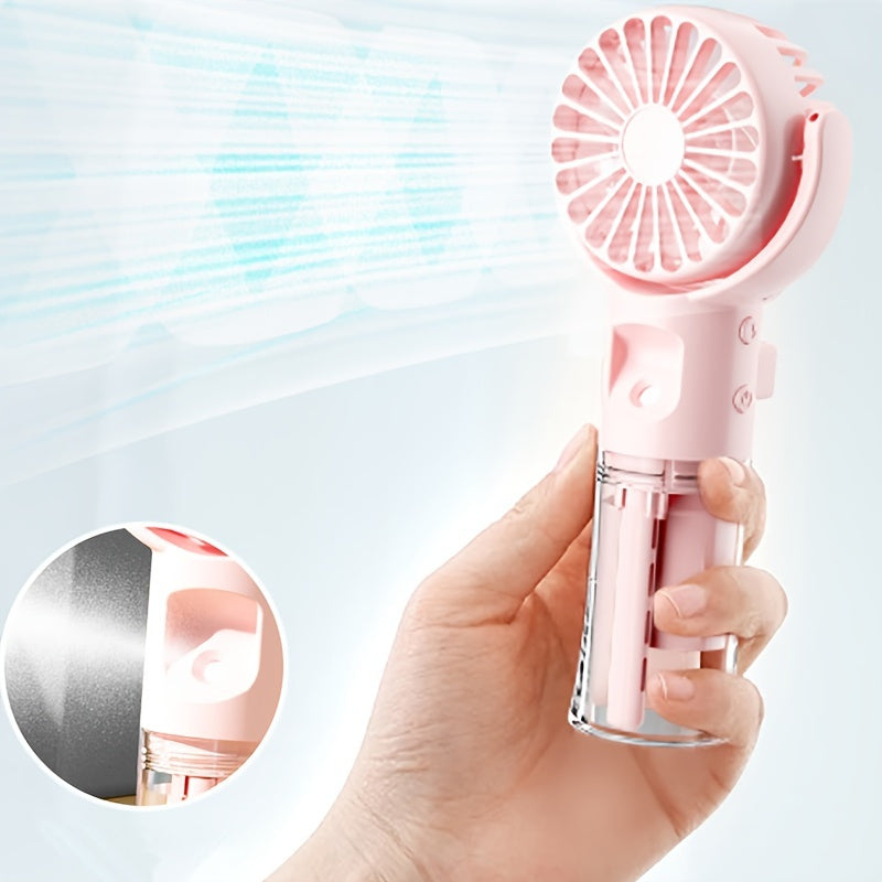 Handheld Spray Fan Desktop Humidifying Fan, Outdoor Portable Mist Cooling Mini Fan with 4 Speed Adjustment