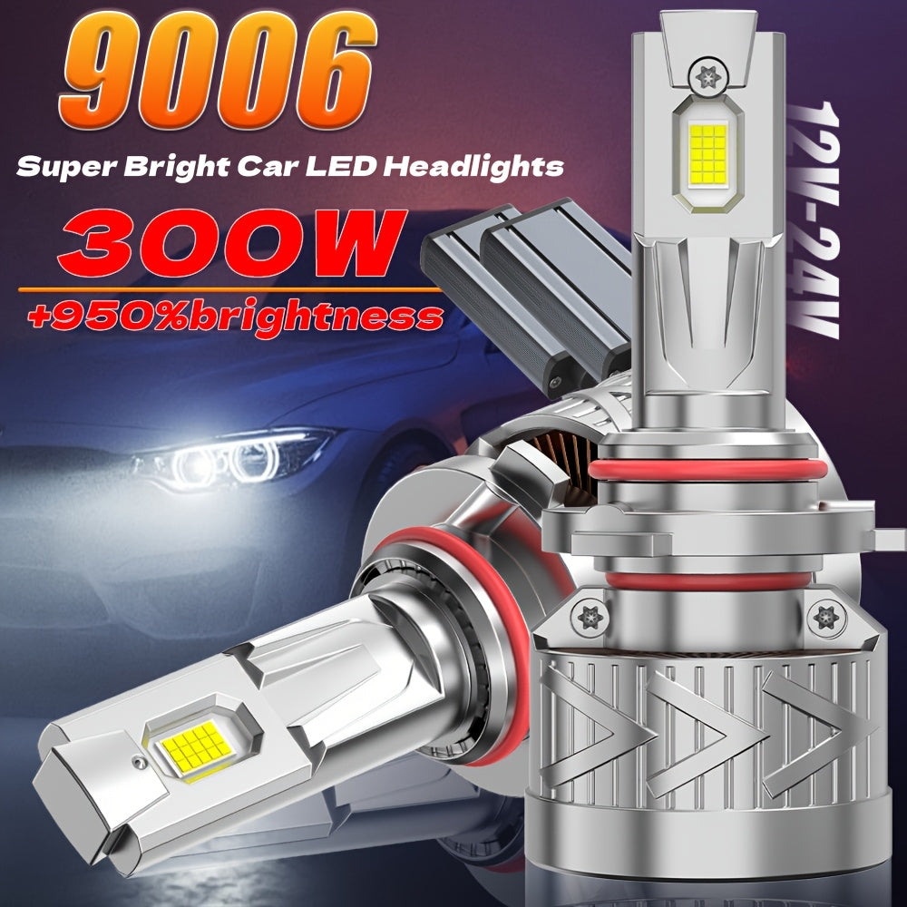 2pcs LED Car Headlight Bulbs, H16/H11/H9/H8 9005/HB3, 9570 CSP Chip, Plug-and-Play, 12-24V, Canbus, High/Low Beam LED Light, H1 H4/HB2 H7/H18 9006/HB4 9012-O134, No Battery Included, 60000LM, 300W