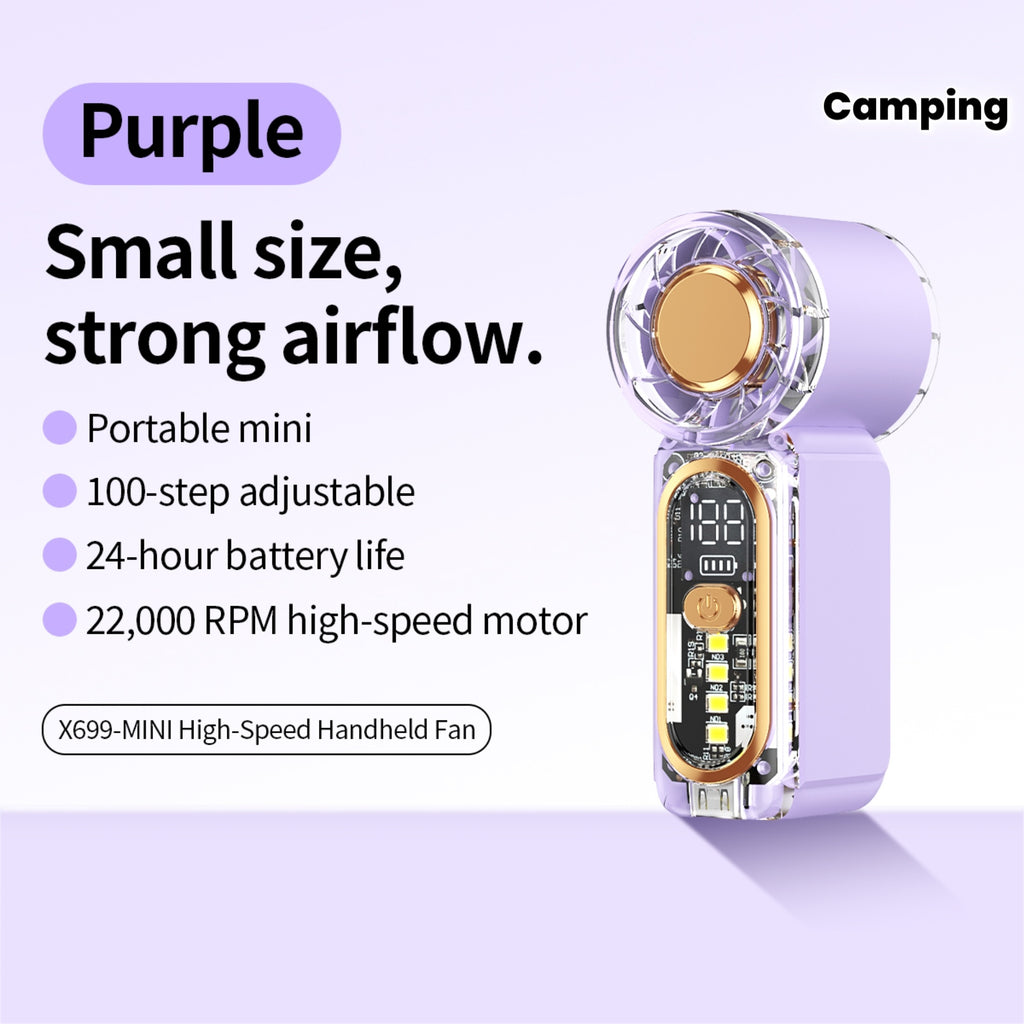 Mini Turbo Air Blower, Lightweight Design, 22000RPM High Speed Wind, 0-100 Stepless Speed Adjustment, 24H Long Battery Life, Low Noise Portable Fan, Multiple Colors Available, Must-Have for Outdoor Camping & Travel