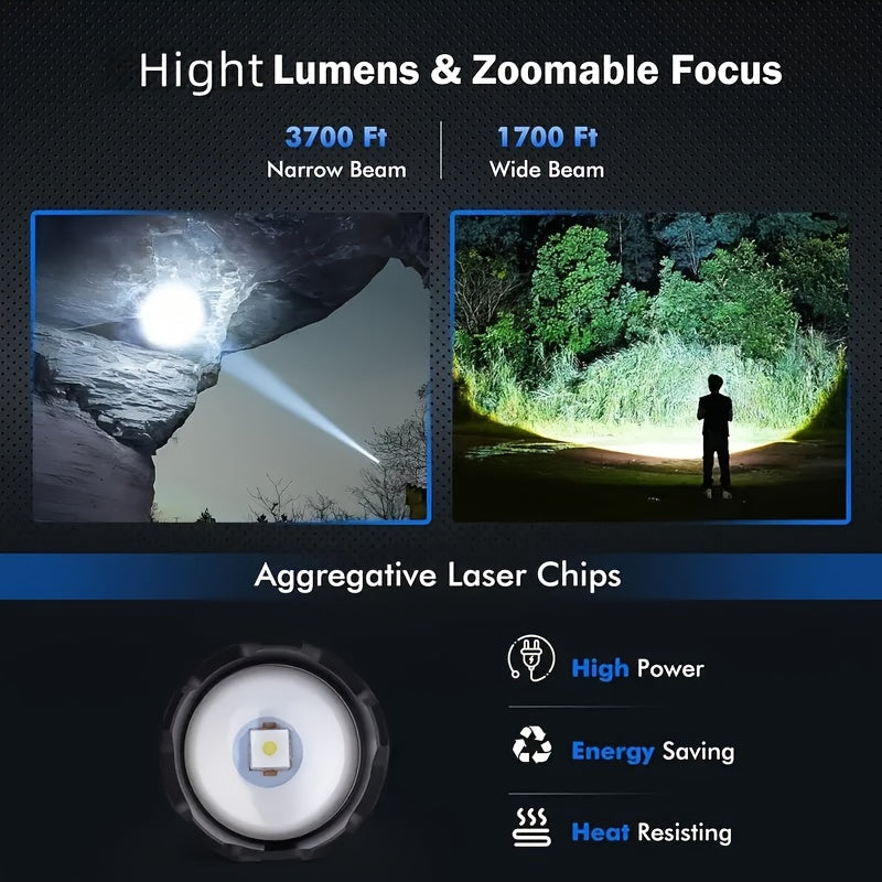 Outdoor Multifunctional Portable Rechargeable Flashlight With Premium Gift Box, Strong Light Strobe & Telescopic Zoom, Magnetic Absorption Flashlight, Ultra Long Endurance, COB Work Light
