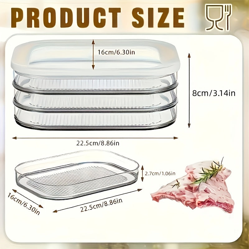 1/2/3/4 Tier Stackable Food Storage Containers, Fridge Storage Boxes, Meat Fresh-Keeping Box, Cooked Food Organizer, Stackable Leak-Proof Sealed Design, Reusable for Refrigerator & Freezer, Suitable for Cheese