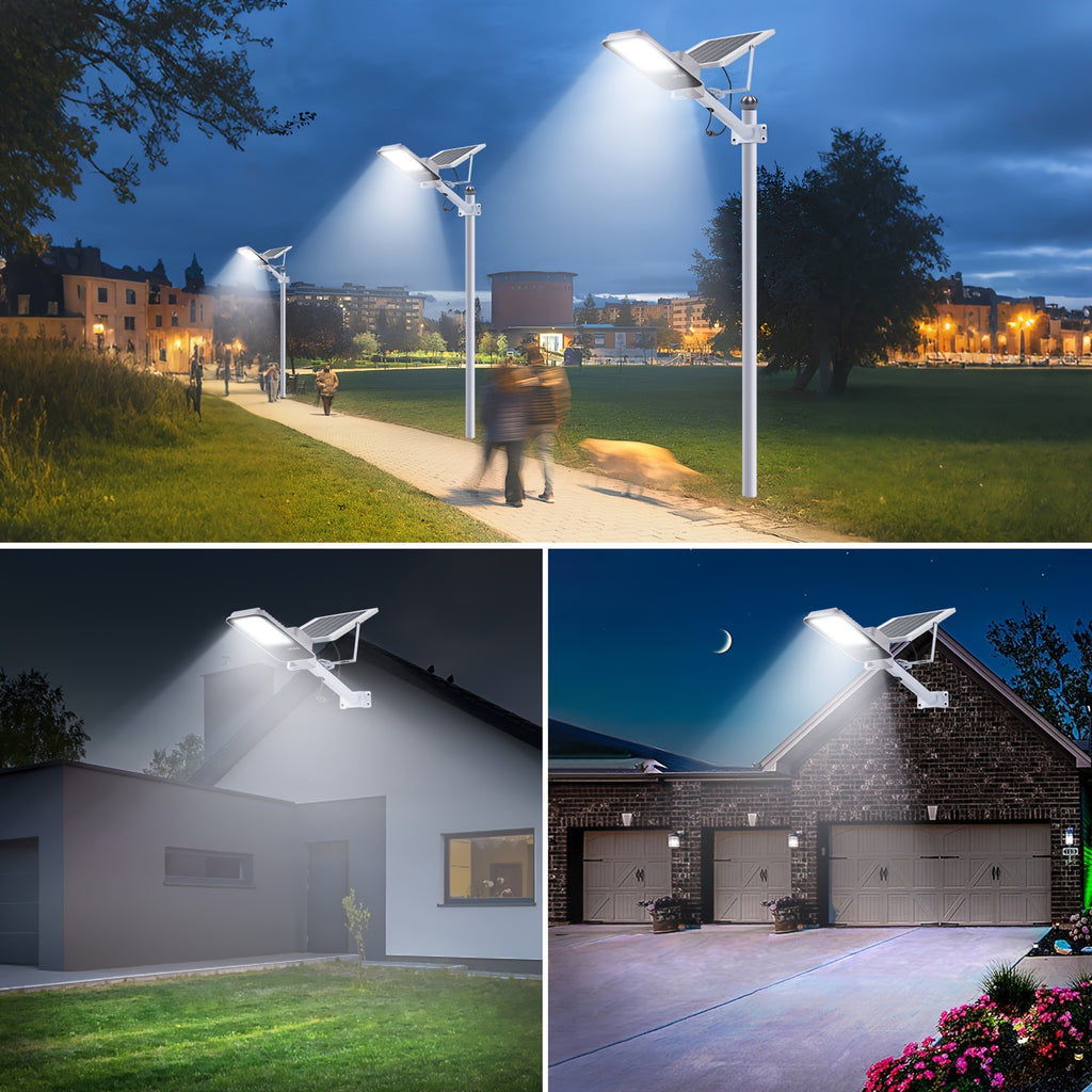 1/2/4pcs Solar LED Street Light, with Remote Control, 1926 LEDs, 6000mAh Solar Powered, 6500K Auto On/Off Sensor, Detachable Panel and Easy to Install for Garden, Pathway, Garage, Yard, Outdoor Light Solar Powered, Outdoor Wall Light