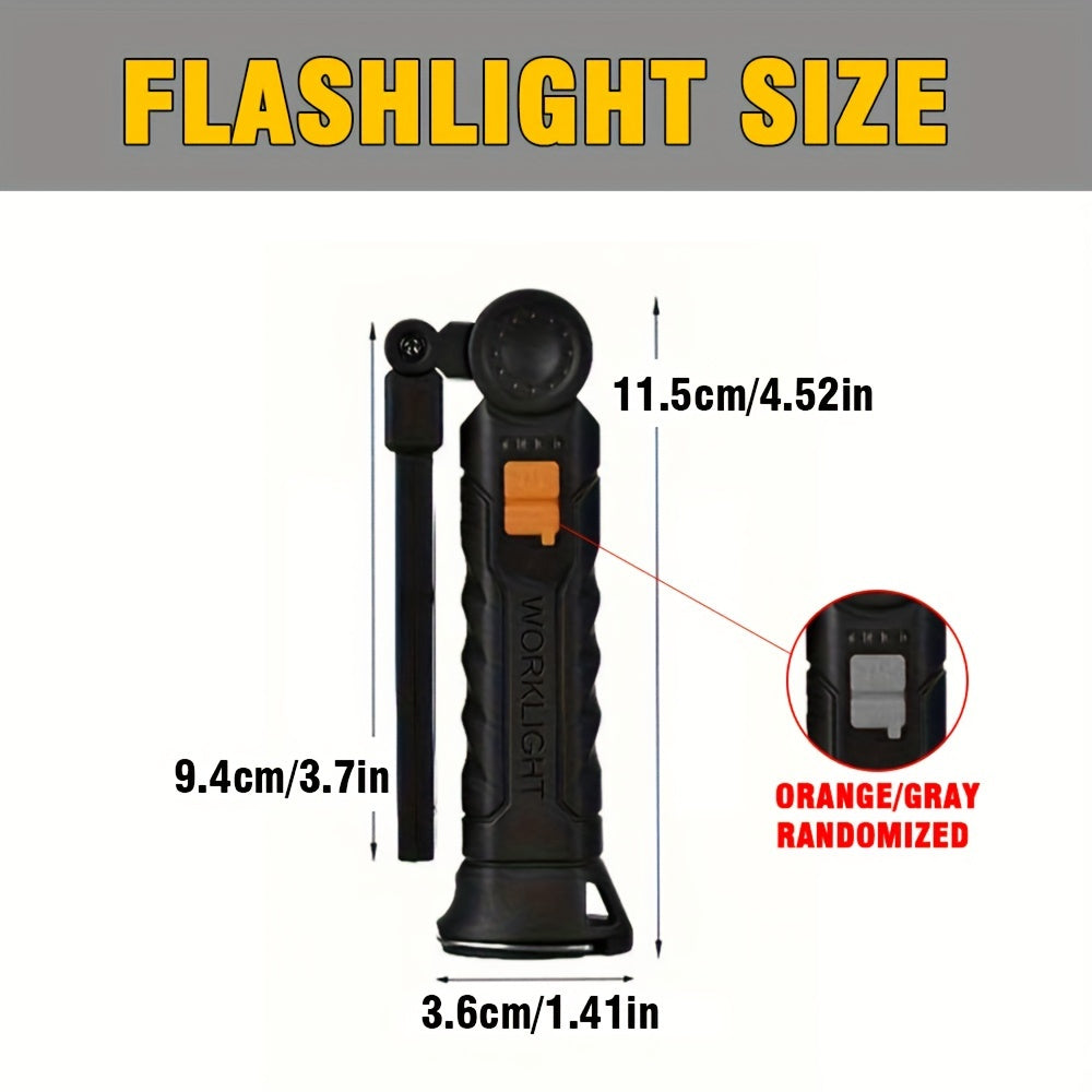 1 Multi-Functional Work Light with COB Side Lighting, USB Rechargeable, LED Flashlight, Portable Handheld Torch, Ideal for Repairs, Tent Lighting, Outdoor Camping, Fishing, and as a Concealable Lantern