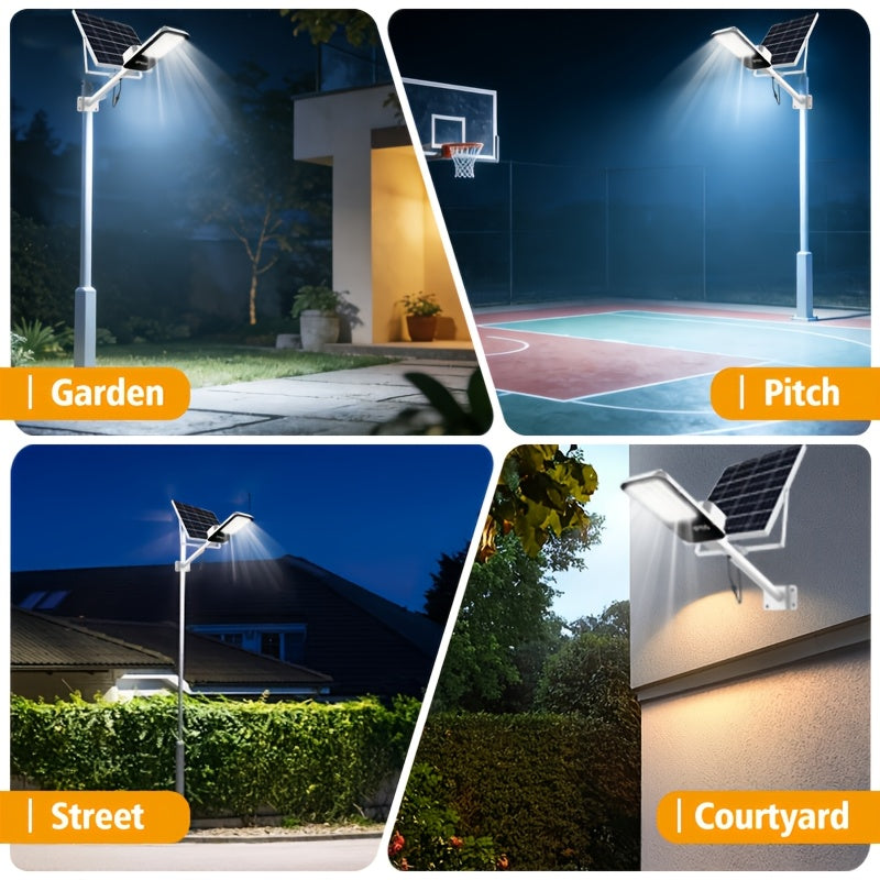 Outdoor IP65 Solar High Bright Street Light, Large Battery 10000mAh, Light Sensor, Remote Control, Equipped with Remote, Perfect for Outdoor, Courtyard, Garden and Villa LED Lighting