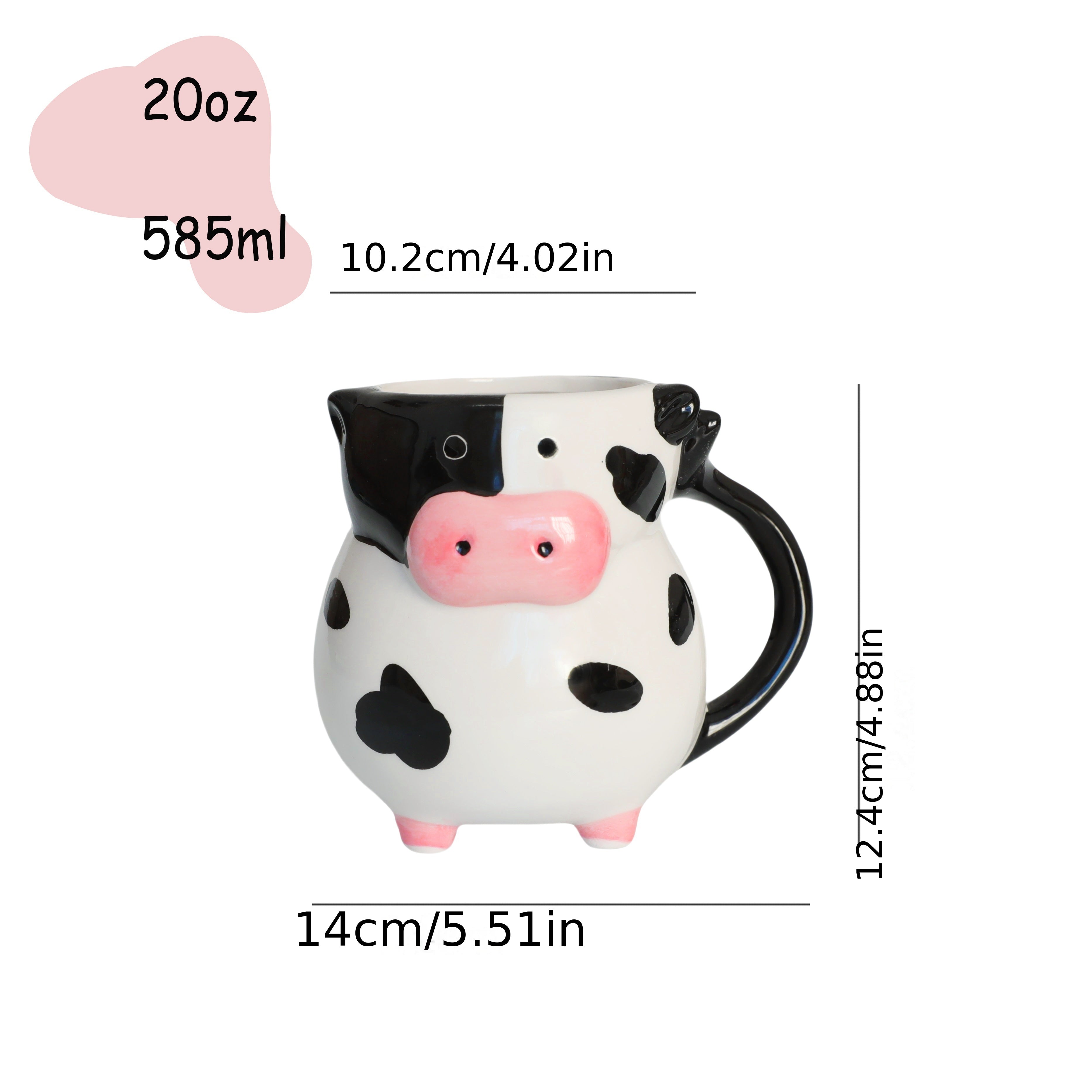 1pc, Handmade Cute Cow Water Mug, Classic Cow Pattern Ceramic Mug with Handle, Perfect for Coffee, Milk, Juice, Cocoa, Exquisite Birthday & Christmas Gift, 585ml / 20oz/