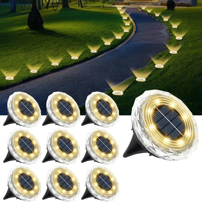 Solar Ground Light, Waterproof Outdoor Solar Light, Solar Garden Light Suitable for Courtyard, High Brightness Solar Disc Light, Recessed Landscape Lighting, Suitable for Patio, Path, Walkway, Driveway, White