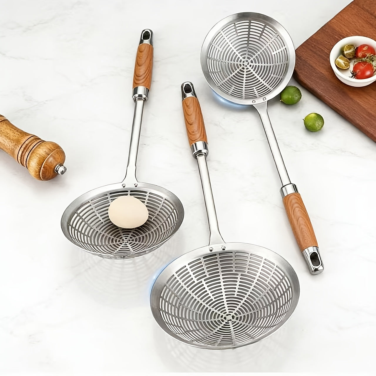 Stainless Steel Skimmer Ladle, Noodle Scoop – Multi-Function Kitchen Strainer – Hot Pot Strainer Spoon – Perfect for Home, Hotel, Picnic