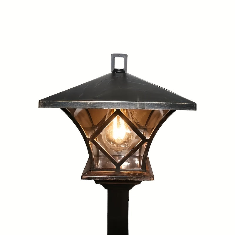 New Flagship Solar LED Street Light Decorative Light, 4-Grid Pattern Hanging Basket Light - Vintage Painted Copper Finish, Warm White Two Color Optional Light - Perfect for Gardens, Courtyards, Pathways and More