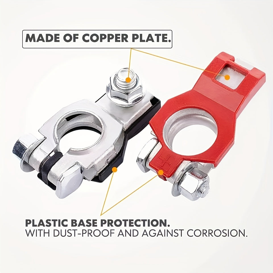Car Battery Terminal Connector Set, Includes Positive and Negative Top Terminals, with Plastic Base