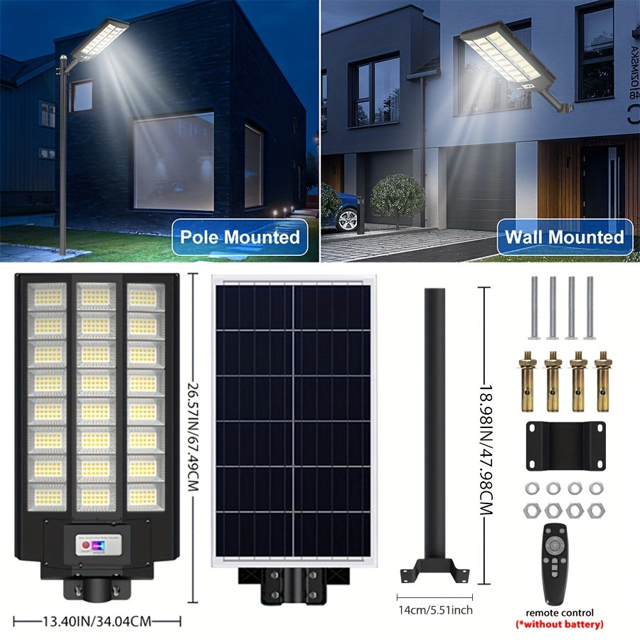 Keso Solar Street Light, Outdoor Waterproof 6500K Warm Light Auto On/Off Remote Control Sensor LED Security Light, Perfect for Garden, Courtyard, Parking Lot, 1 Pack