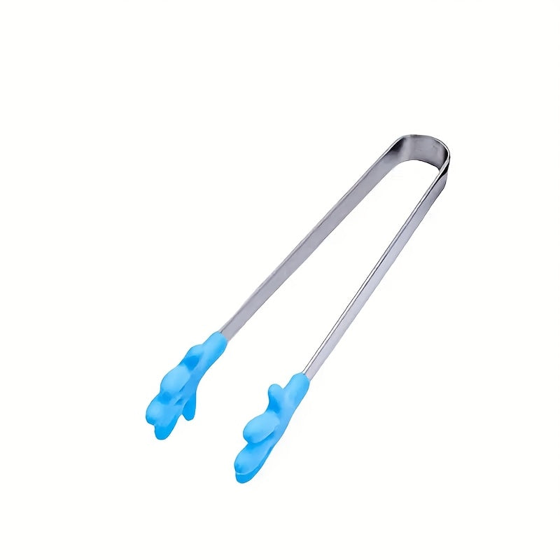 One Silicone Mini Tongs - 5-Inch Handle, Colorful Small Clips for Food, Ice Cubes, Fruit, Sugar, BBQ, Kitchen