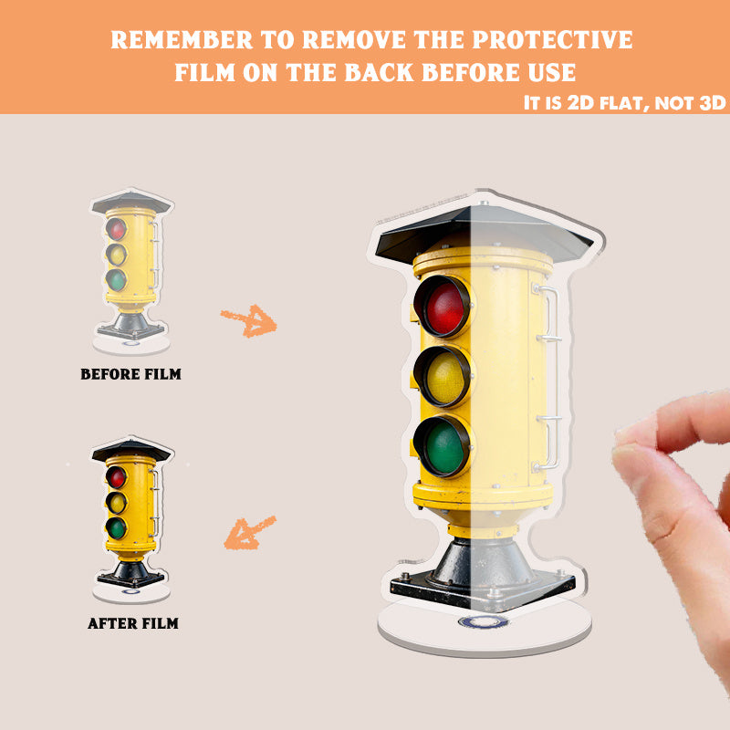 1Pc 2D Rotating Acrylic Desktop Ornament, Classic Traffic Light Design, 360° Rotatable Base, Perfect for Store Display Decoration, Ideal Gift for Family and Friends