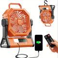 Industrial-Grade Portable Camping Fan, 10000mAh Tent Camping Fan, Auto Oscillating Cordless, Tent Fan with Remote Control/Light, 3 Speed Levels, 3 Timer Settings, with LED Light, 30H Runtime, USB-C Fast Charging