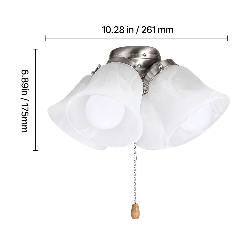 4 Pcs Flower Shaped Ceiling Fan with Light, Pull Chain Design, 750lm Brightness, 110V Plug-Free, S001 Model, Available for All Sales Channels