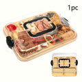 1pc Cheese Tray with Clear Acrylic Lid – Portable Charcuterie Board for Camping, Parties, Restaurants | Serving Tray for Holiday Appetizers, Deli & Snacks – Reversible as Cutting Board – Party Snack Organizer, Secure Snap-On Lid