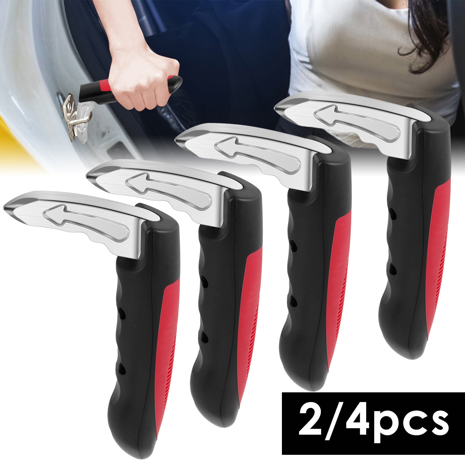 2/4-Pack Car Door Assist Handle – 2-in-1 Multifunctional Vehicle Support Grip, Window Breaker, Portable Car Grab Handle for Seniors & Vehicle Emergency Tool