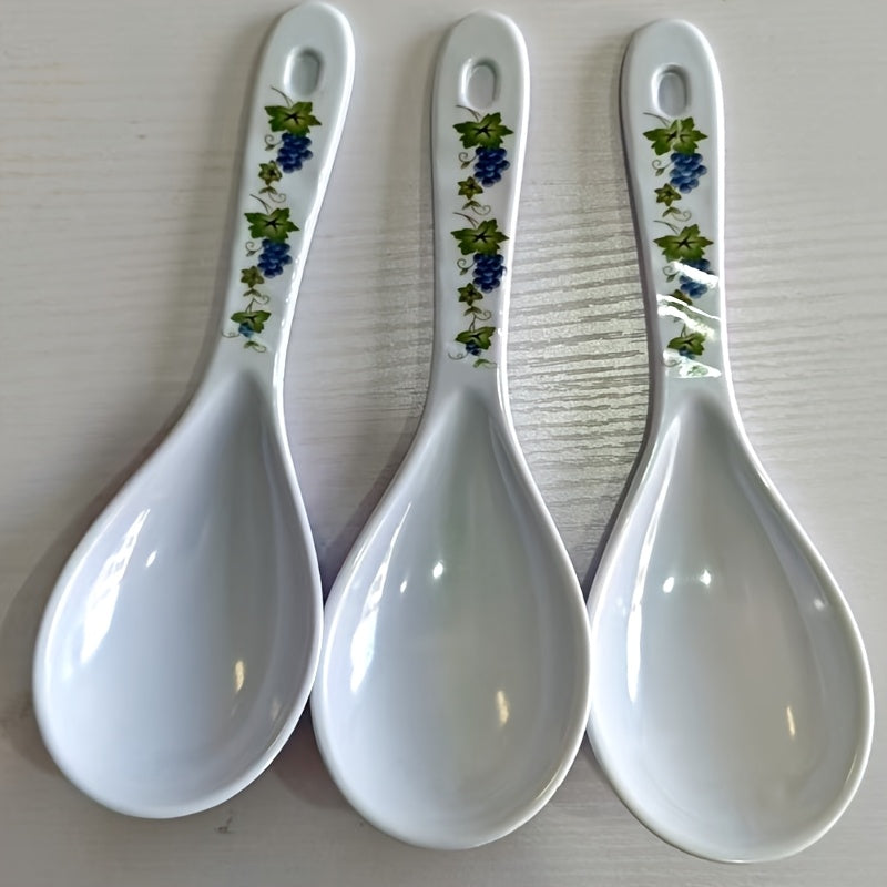 4-Piece Patterned Rice Spoon Set, Plastic Rice Spatula, Practical Utensil, White Household Spoon, Ideal for Home, Kitchen, Restaurant & Hotel Supplies