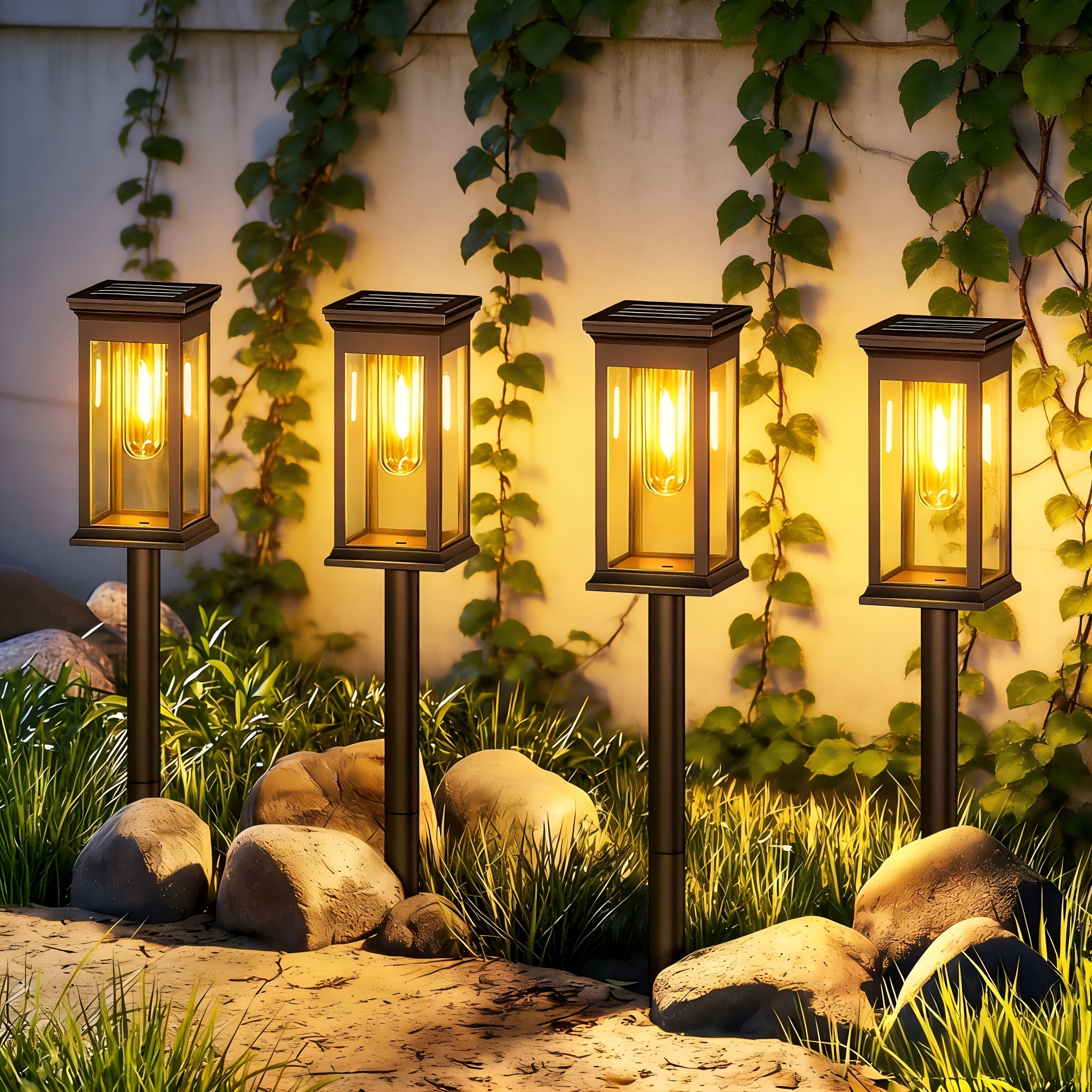 4 Pack Solar Courtyard Light, Upgraded High-Brightness Outdoor Solar Light, Perfect for Patio, Driveway, Walkway, Landscape and Courtyard Decoration