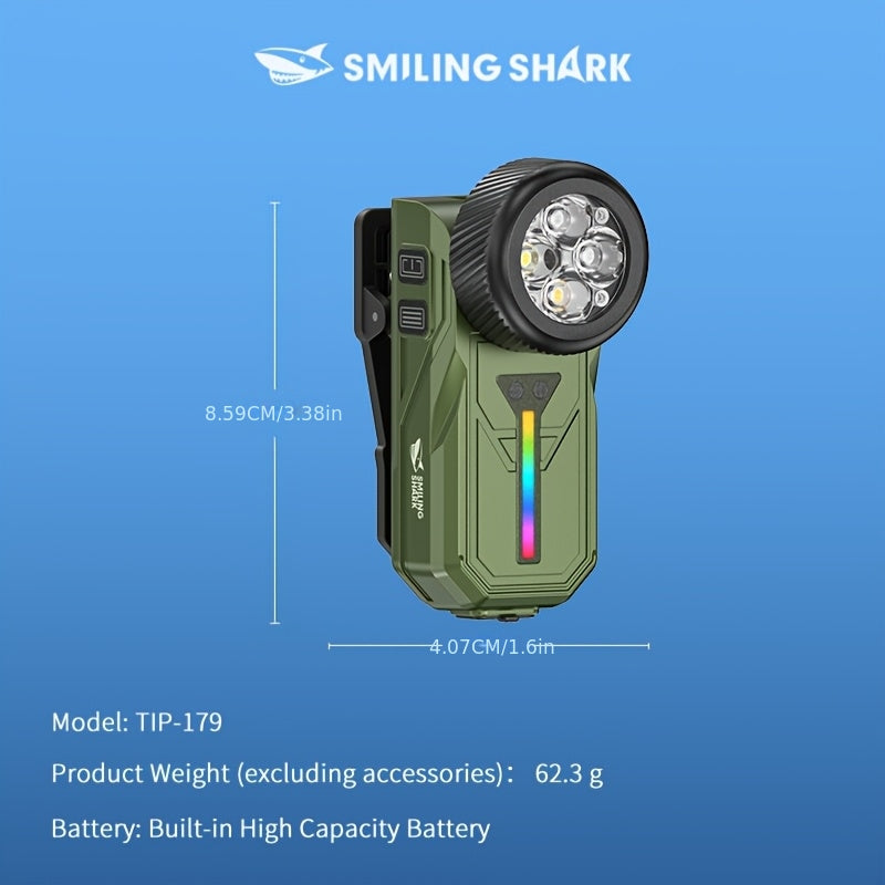 Smiling Shark Mini LED Flashlight Magnetic Base Super Bright EDC Clip Light Portable Pocket Cap Clip Flashlight for Camping Hiking Repair Emergency