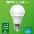 1-Pack LED Plant Grow Light Bulb, 110-130V AC 9W E26 Medium Base, 6500K High Bright Cool White Full Spectrum Grow Lamp, Ideal for Seeding & Indoor Plant Lighting, Perfect Sunlight Replacement