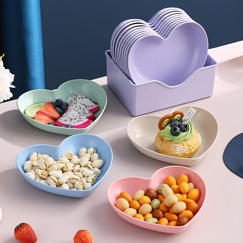 5 or 10 Pieces, Plastic Heart-Shaped Dinner Plate, Fruit Plate, Dessert Plate, Cake Plate, Snack Plate, Pickle Plate – Kitchenware, Kitchen Supplies