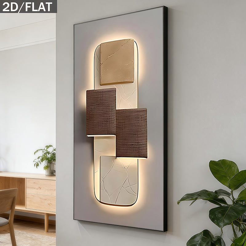 [2D Flat] Wall Décor 1-Piece Large Frameless Canvas Wall Light with Textured Panel and Soft Glow Effect – Modern Large Size Panel Suitable for Large Area Wall Coverage, Soft Ambient Lighting for Bedroom