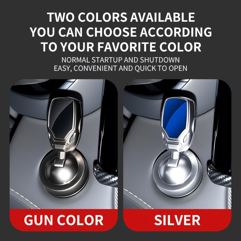 Cool Car Modification One-Key Start Cover Decorative Lever – Metallic Texture Ignition Switch Decorative Cover, Stylish & Elegant, Upgrade Interior Grade, DIY Auto Interior Accessory