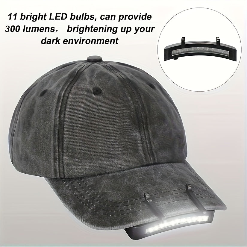 2Pcs Clip-On Headlamp, 11 LED Cap Clip Light, Hands-Free Flashlight, Portable Lightweight Head Lamp, Suitable for Running Working Cycling Camping (AAA Battery Not Included)