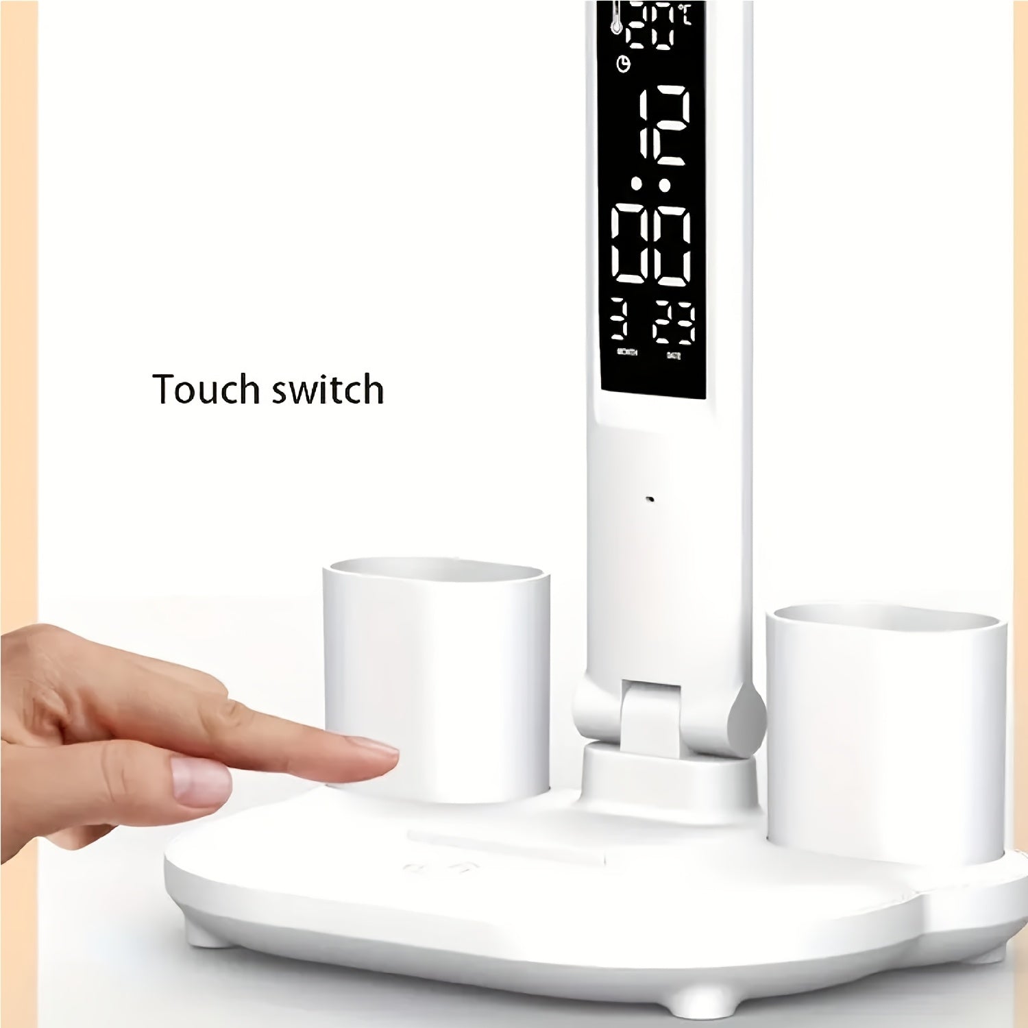 Foldable Desk Lamp, Fan & Clock, Rechargeable