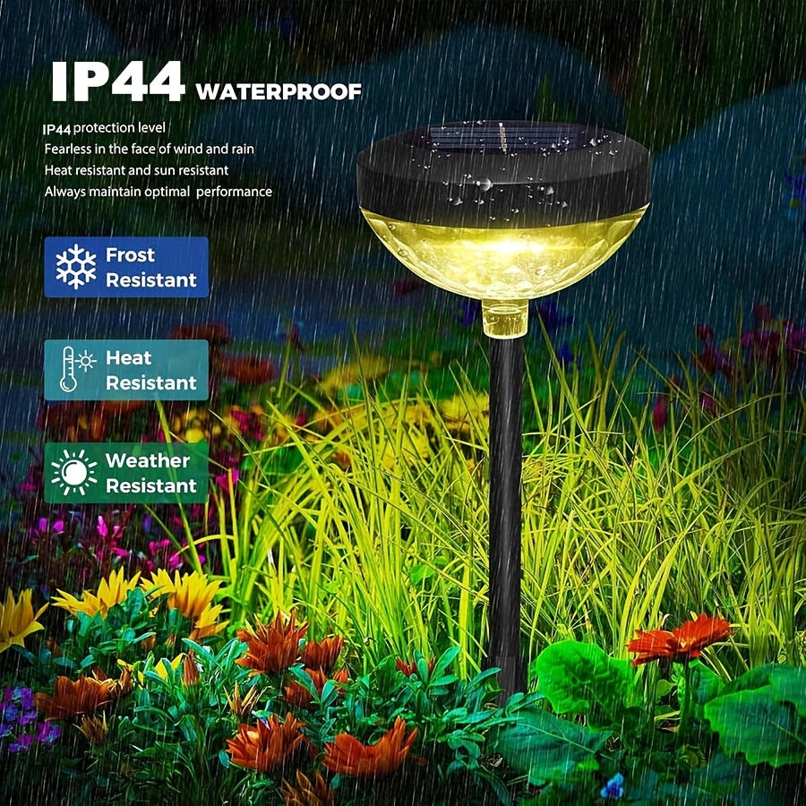 6-Piece Outdoor Solar Light, Bright LED Lighting, IP44 Waterproof, Smart Light Sensor (Color Light / Warm Light 2-in-1), Suitable for Courtyard, Garden, Lawn, Path, Walkway, Christmas Landscape Lighting and Outdoor Lighting, Christmas Gift
