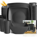 16/32Pcs Wheat Straw Plastic Tableware Set 4/8 Person Unbreakable Dinner Plate Dessert Plate Cereal Bowl Cup Outdoor Camping Family Birthday Party Tableware