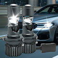 2-Pack H4 Super Bright LED Projector Lens, High/Low Beam Bulbs, 55600 Lumens, 280W, 12V, 6500K White Light Turbo Fan Car Light, for Left-Hand Drive - Plug-and-Play - QV050