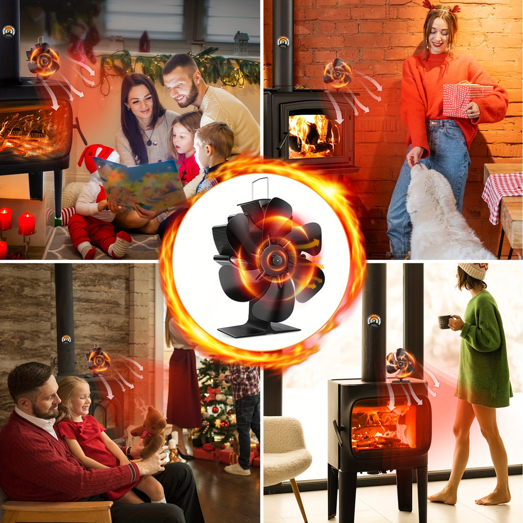 Huayang Silent Heat-Powered Fireplace Fan, No Electricity Needed, Efficient Heat Distribution, for Wood / Log Fireplaces, Perfect Christmas &amp; New Year Gift, Holiday Birthday Gift Set