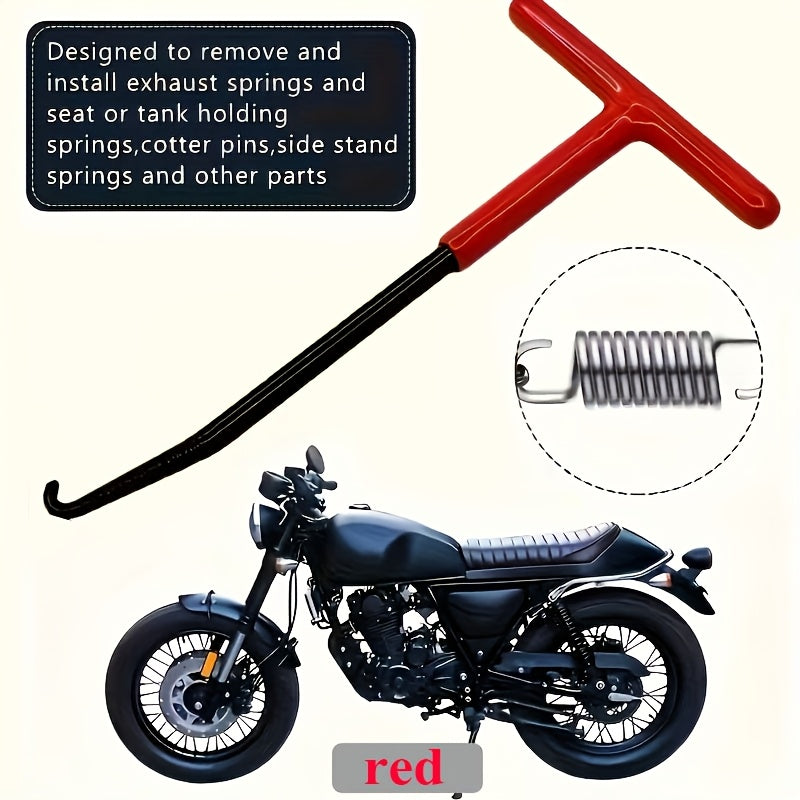 1 Piece - Motorcycle & Car Repair Tool, T-Type Spring Hook Brake Wrench, Spring Hook Wrench for Motorcycles & Electric Vehicles, Kickstand, Clutch, Exhaust Pipe Spring Removal & Installation Hook Tool
