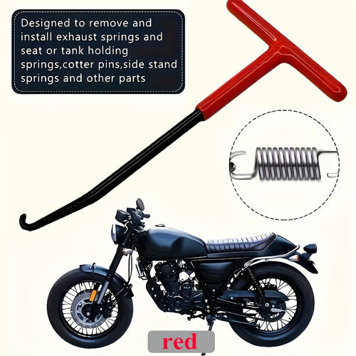 1 Piece - Motorcycle & Car Repair Tool, T-Type Spring Hook Brake Wrench, Spring Hook Wrench for Motorcycles & Electric Vehicles, Kickstand, Clutch, Exhaust Pipe Spring Removal & Installation Hook Tool