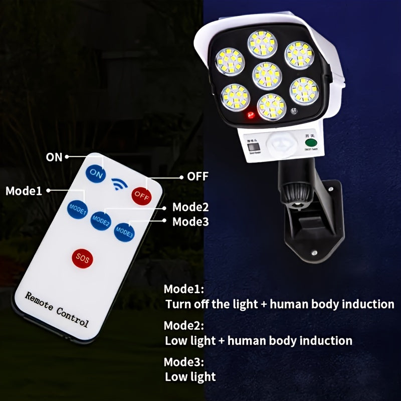 1pc outdoor sensor street light, 2000 lumens, 77 LED spotlight with remote control floodlight, solar garden LED light, dummy surveillance fake camera, motion sensor wall light, outdoor smart street light