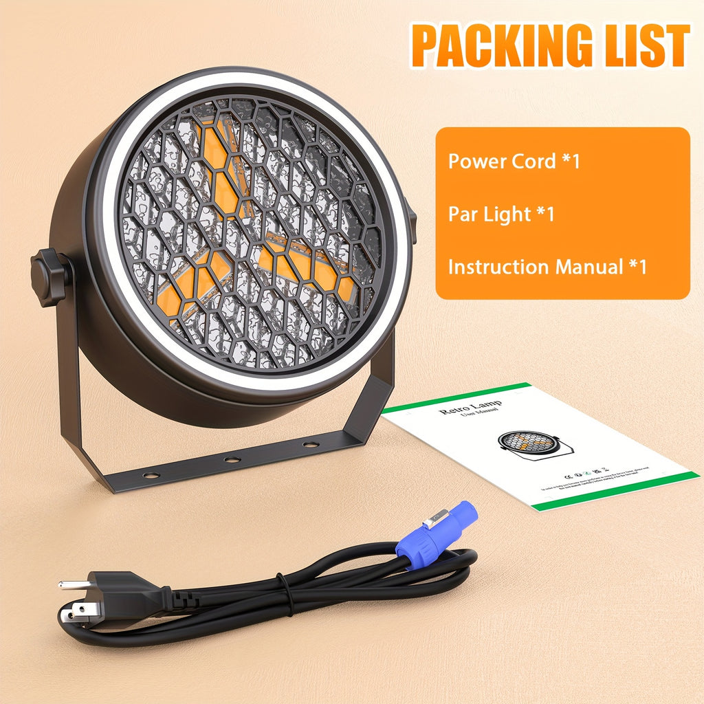 180W stage par light COB stage spotlight, backlight gold ultra-bright LED par light with light strip, DMX512 control, sound-activated retro upward lighting, suitable for events, clubs, weddings, theaters, churches, dance lighting