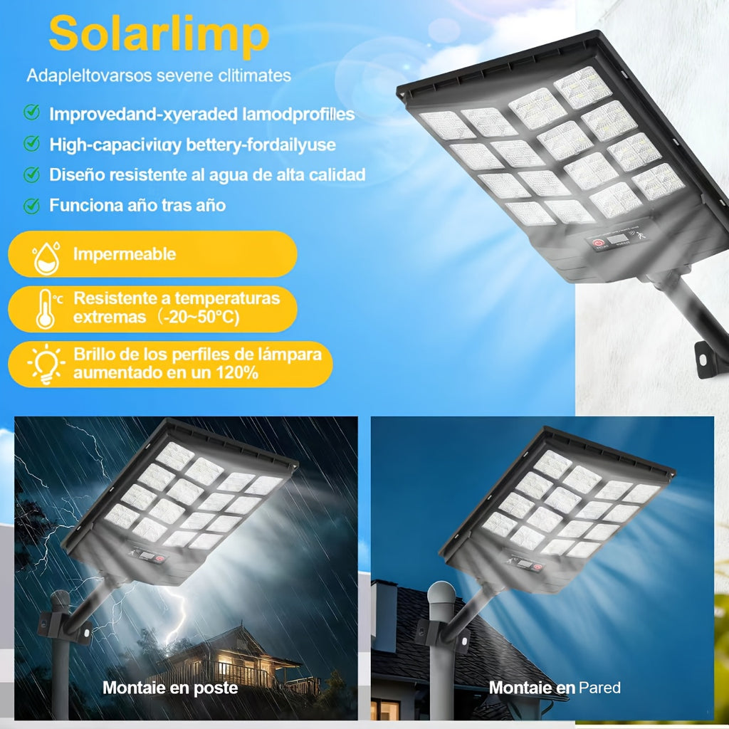 Solar Outdoor Street Light, Solar Floodlight with Motion Sensor and Remote Control, Solar Floodlight for Garden, Courtyard, Pathway, Parking Lot