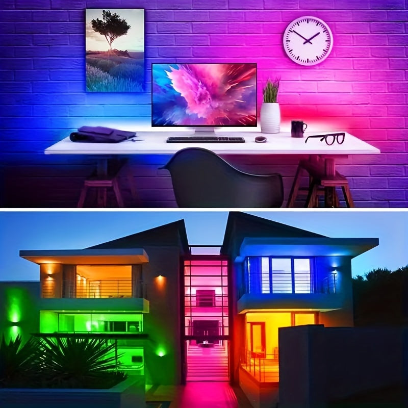USB多功能控制RGB LED灯带，具动态颜色同步功能，长度可选3.28FT至100FT，适用于电视、房间和圣诞装饰。广泛用于汽车装饰、派对氛围照明