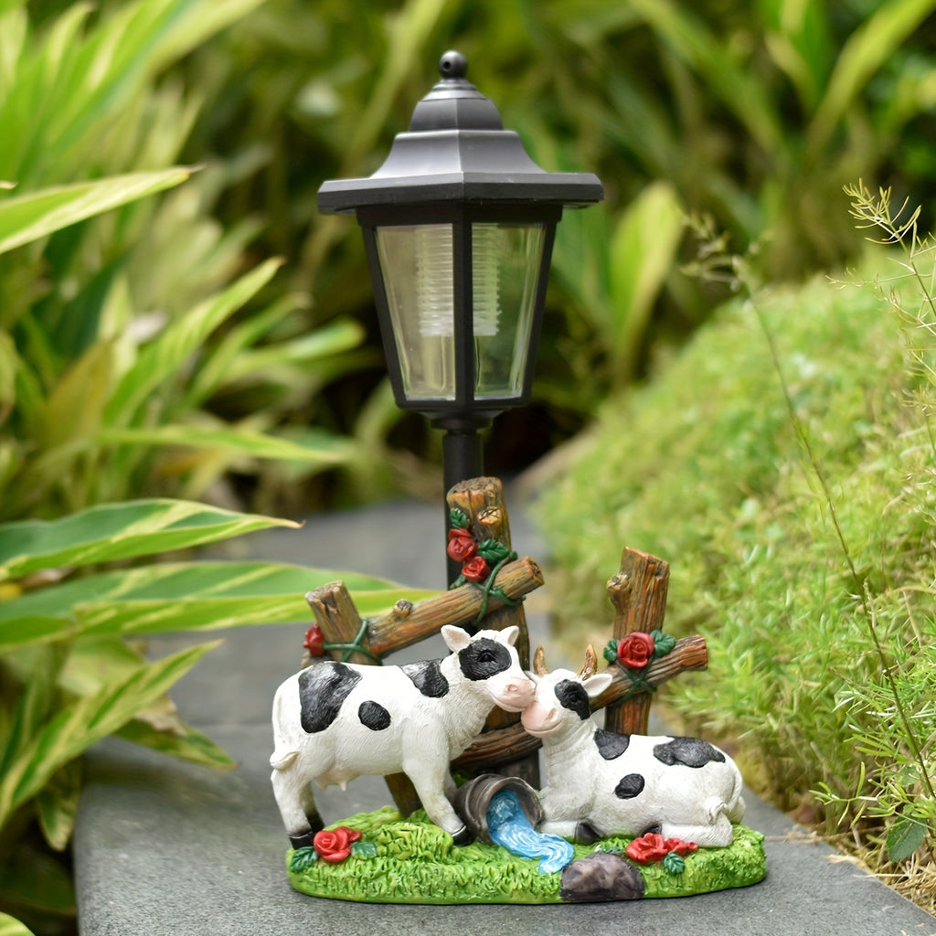 OTDECOR 1-Piece Solar Two Cows Outdoor Statue Lawn Light, IPX4 Solar Cow Decorative Light, Suitable for Outdoor Courtyard Decoration, Lawn Decoration, Garden Decoration, Path Decoration